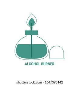 Alcohol burner vector isolated on white background. Alcohol lamp chemistry laboratory glassware. 