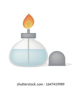 Alcohol burner vector isolated on white background. Alcohol lamp chemistry laboratory glassware. 