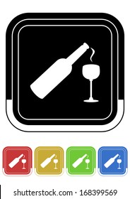 Alcohol button retro colors square