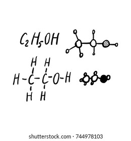 Alcohol Chemical Formulas scribble sketch.  