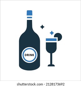 Alcohol, cocktail, drink, party icon. Vector illustration.