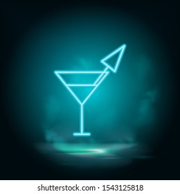Alcohol, cocktail, drink vector neon icon. Food blue neon illustration. Alcohol, cocktail, drink vector neon icon