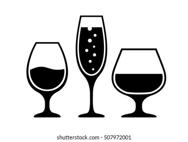 Alcohol cocktail glass icon isolated on white background. Cocktail icons set. Alco cocktail clip art.
