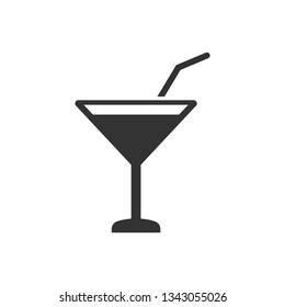 Alcohol cocktail icon in flat style. Drink glass vector illustration on white isolated background. Martini liquid business concept.