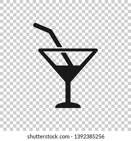 Alcohol cocktail icon in transparent style. Drink glass vector illustration on isolated background. Martini liquid business concept.
