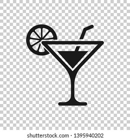 Alcohol cocktail icon in transparent style. Drink glass vector illustration on isolated background. Martini liquid business concept.