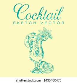 Alcohol Cocktail Sketch Vector Exotic Drink