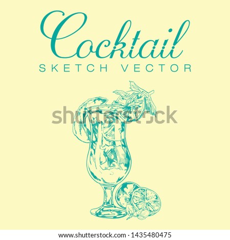 Alcohol Cocktail Sketch Vector Exotic Drink