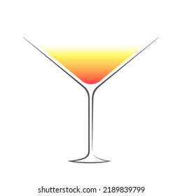 Alcohol cocktail vector flat illustration. Stylized line drawing with bright gradient shape on white background. Best for web, logo, posters, cards, bar decoration, menu concept and branding design.