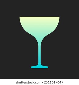 Alcohol cocktail vector illustration. Stylized bright blue gradient glass on black background. Best for logo, bar decoration, menu concept and branding design.