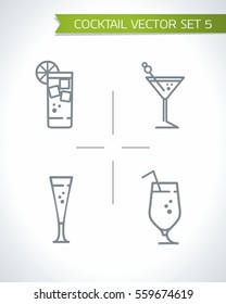 Alcohol cocktails and drink icon vector set