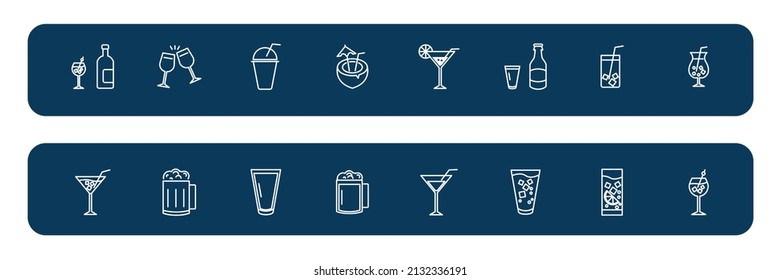 Alcohol and cocktails  icons set . Alcohol and cocktails  pack symbol vector elements for infographic web