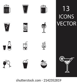 Alcohol and cocktails icons set . Alcohol and cocktails pack symbol vector elements for infographic web