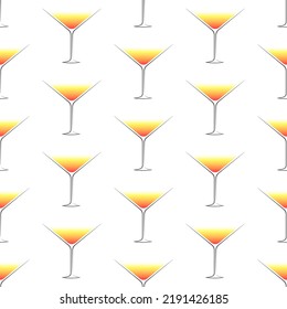 Alcohol cocktails seamless pattern. Stylized elements on white background. Best for textile, wallpapers, wrapping paper, package and bar decoration.