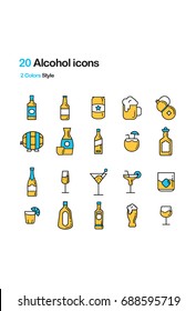 Alcohol color vector icons