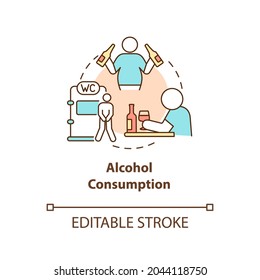 Alcohol consumption concept icon. Spirits consumption leads to water loss. Intoxication consequences abstract idea thin line illustration. Vector isolated outline color drawing. Editable stroke