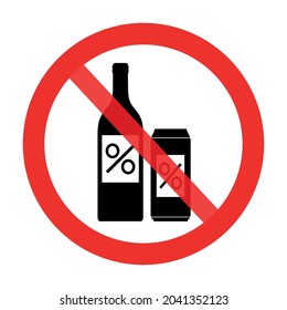 alcohol consumption prohibited - sign on a white background