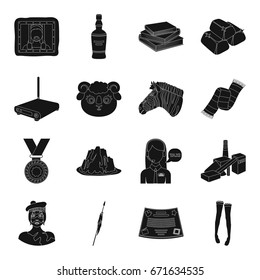 alcohol, crime, animal and other web icon in black style.clothing, computer, cinema icons in set collection.