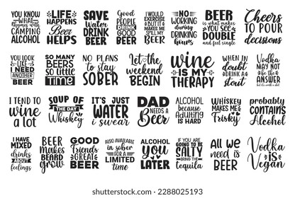 Alcohol cut files Bundle, Alcohol Quotes, Alcohol SVG cut files, Hand drawn lettering phrase, EPS files, SVG bundle, Saying about Alcohol,