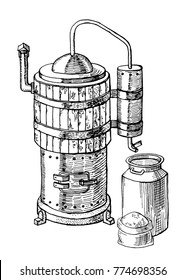 alcohol distillation process. Vector illustration