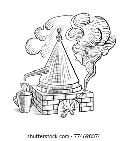 alcohol distillation process. Vector illustration