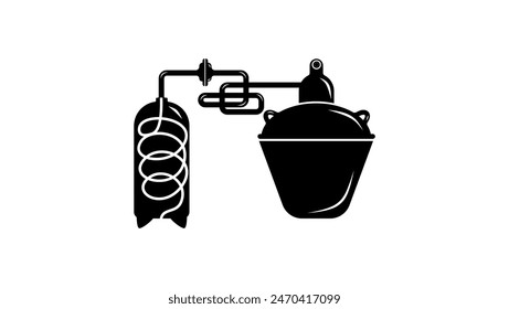 Alcohol distiller, black isolated silhouette