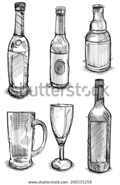 Alcohol Drawings Stock Vector (Royalty Free) 200531258