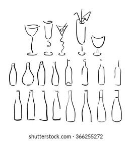 Alcohol Drawings. vector illustration