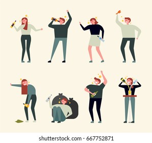 alcohol drink bad people vector illustration flat design