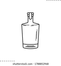 Alcohol drink bottle vector icon in outlines