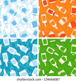 alcohol drink bottles seamless patterns