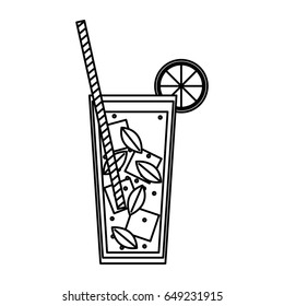 alcohol drink and cocktail glass with lime for menu, vector illustration