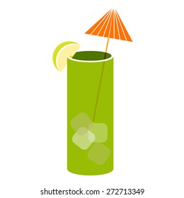 Alcohol drink and cocktail icon in flat design style. Cocktail icon. Vintage Cocktail. Vector illustration of cocktail. MOJITO