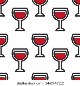 Alcohol drink or grape beverage red wine in glass seamless pattern vector wineglass  