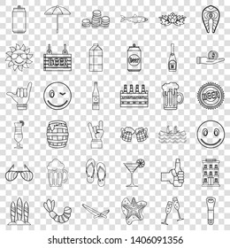Alcohol drink icons set. Outline style of 36 alcohol drink vector icons for web for any design