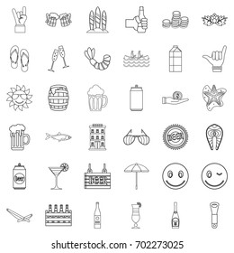 Alcohol drink icons set. Outline style of 36 alcohol drink vector icons for web isolated on white background