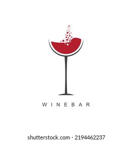 alcohol drink logo. Glass of wine with foam. Alcohol icon, symbol, logo. For menu, bar, restaurant, wine list. minimal.