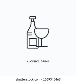 alcohol drink outline icon. Simple linear element illustration. Isolated line alcohol drink icon on white background. Thin stroke sign can be used for web, mobile and UI.
