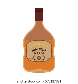 Alcohol drink, rum. Jamaica rum in flat style design. Vector illustration. Liquor for pubs restaurants hipster bars