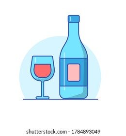 Alcohol drink vector illustration with flat design isolated on white background. Wine icon 