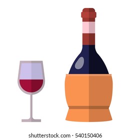 Alcohol drink wine bottle vector.