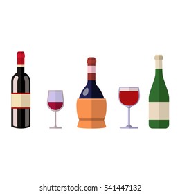 Alcohol drink wine bottle vector.