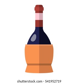 Alcohol drink wine bottle vector.