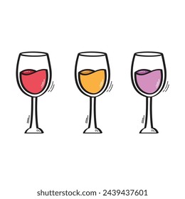 Alcohol Drink And Wine Glass Icon Set Vector Design.