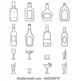 Alcohol Drinks and Beverages Icon Set