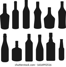 Alcohol Drinks Bottles Silhouette Icons Beverages Stock Vector (Royalty ...