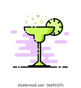 Alcohol drinks and cocktails icon in filled outline design style. Cocktail glass with drink icons for menu, web and graphic design. Vector illustration.