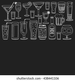 Alcohol drinks and cocktails icon set