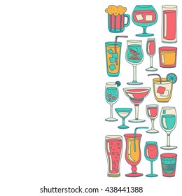Alcohol drinks and cocktails icon set