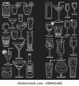 Alcohol drinks and cocktails icon set